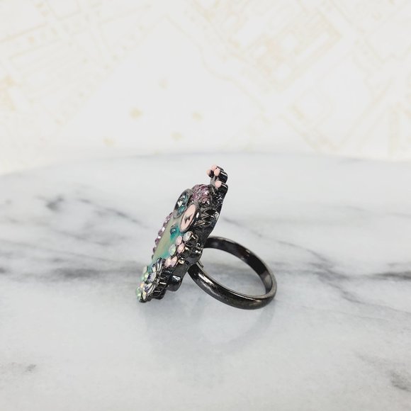 Owl Flower Ring with‎ Crystals - Picture 10 of 10